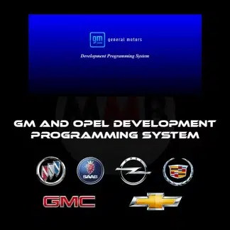 Logo GM, Opel, Chevrolet et Cadillac sur un circuit imprimé.