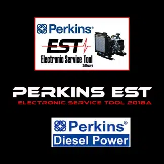 Interface logicielle Perkins EST 2018A affichant le statut du moteur.