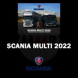 Interface Scania Multi 2022 affichant une vue éclatée d'un moteur V8.