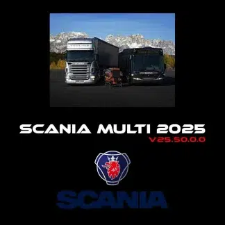 Interface logicielle Scania Multi 06.2025 affichant une vue éclatée du moteur.