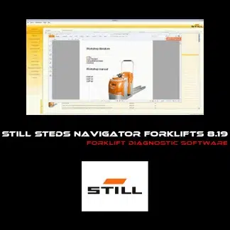 Interface Still Steds Navigator 8.19 affichant une vue éclatée d'un mât de levage RX20.