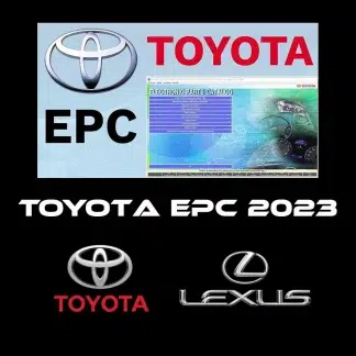 Interface Toyota EPC 09.2023 affichant une vue éclatée du moteur hybride de la Yaris.