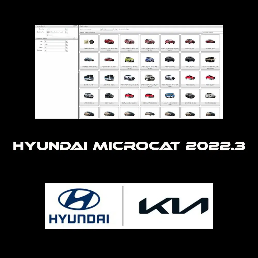 Interface du catalogue électronique de pièces Hyundai Microcat 2022.3